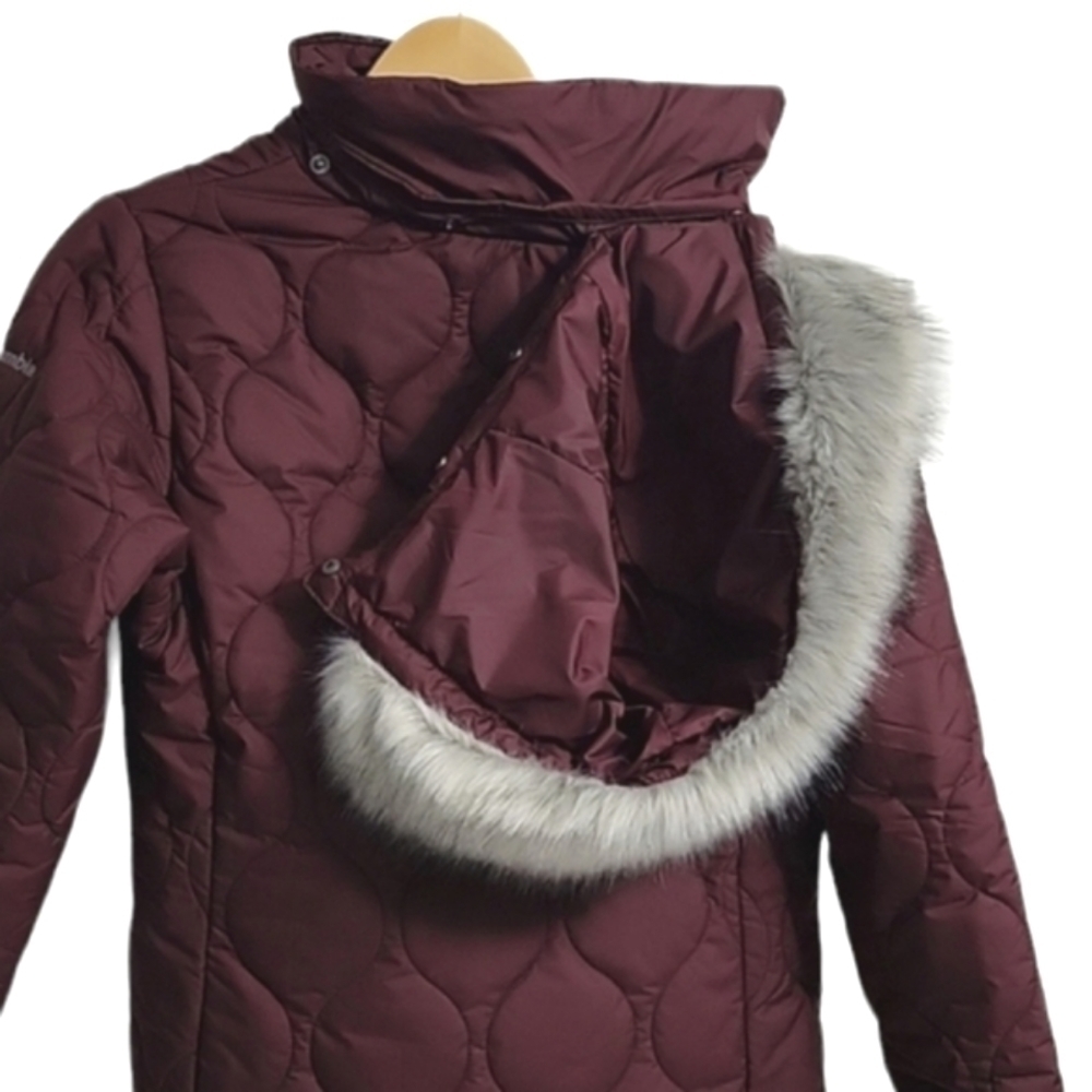 Columbia Jacket Quilted Water Resistant Winter Coat Removable Hood sz S - Picture 5 of 10